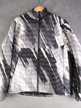 The North Face Thermoball Jacket Mens Large Black White TNF Black Multi Glitch